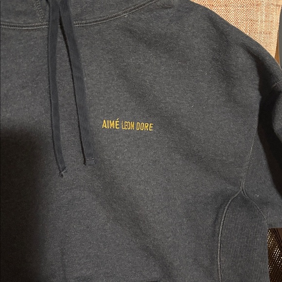 Aime Leon Dore Charcoal Hoodie with Gold Logo Sz L - Picture 2 of 8